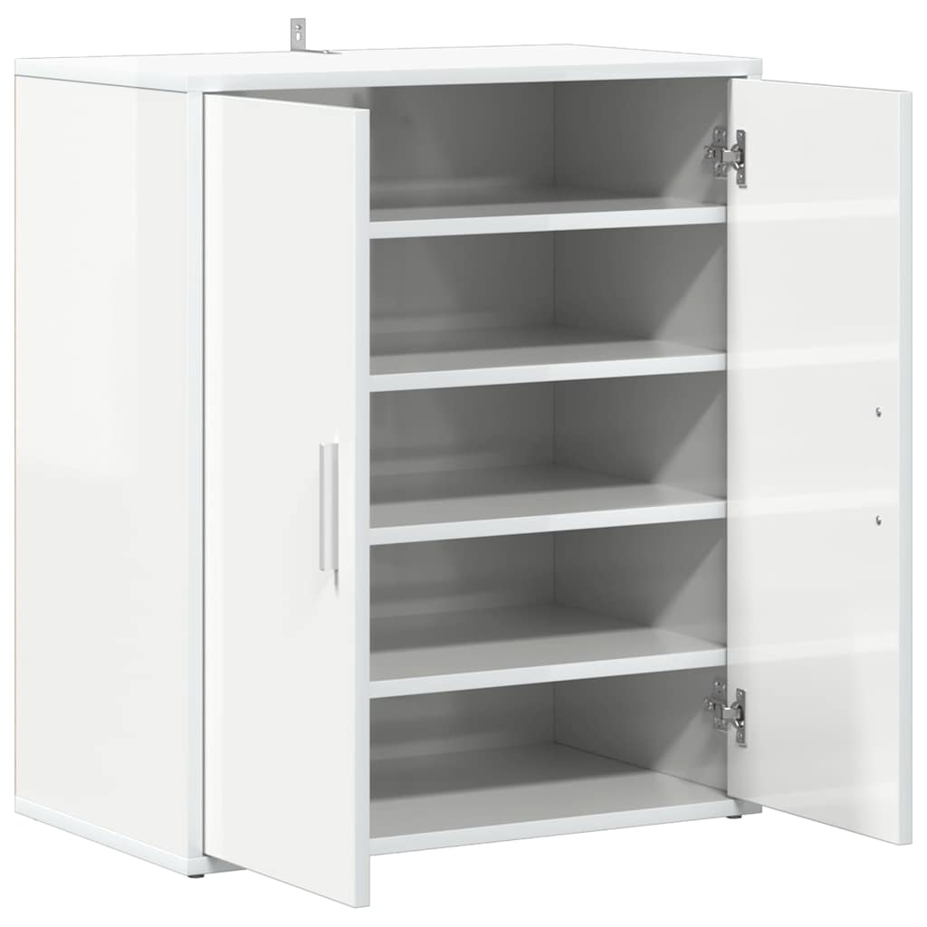 Shoe Cabinet High Gloss White 60x35x70 cm Engineered Wood