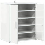 Shoe Cabinet High Gloss White 60x35x70 cm Engineered Wood - 45-Degree Angle