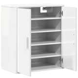Shoe Cabinet High Gloss White 60x35x70 cm Engineered Wood - Rear View