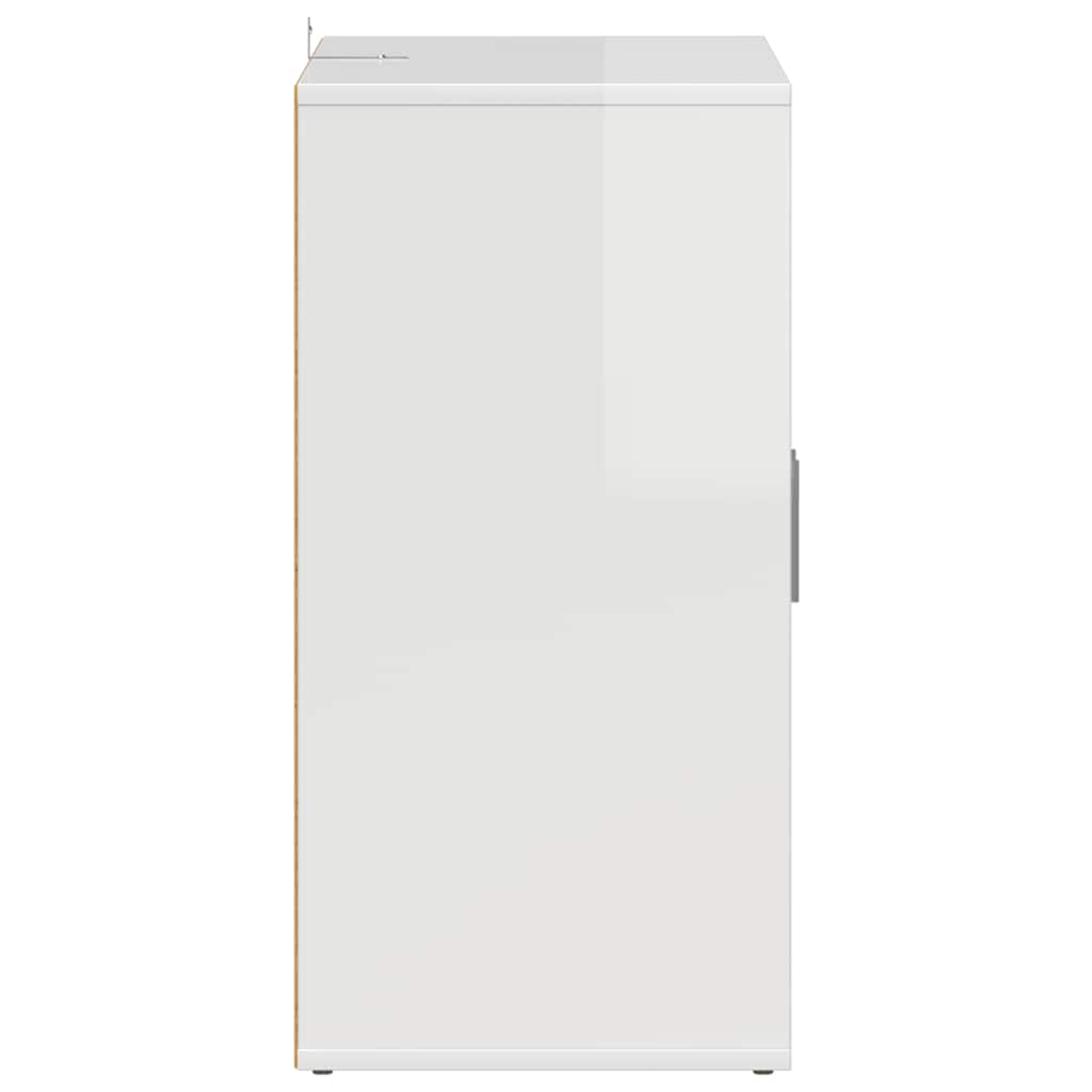Shoe Cabinet High Gloss White 60x35x70 cm Engineered Wood