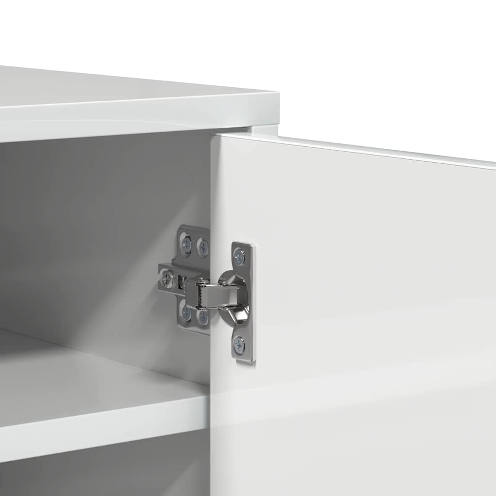 Shoe Cabinet High Gloss White 60x35x70 cm Engineered Wood