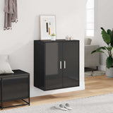Shoe Cabinet High Gloss Black 60x35x70 cm Engineered Wood - Side View