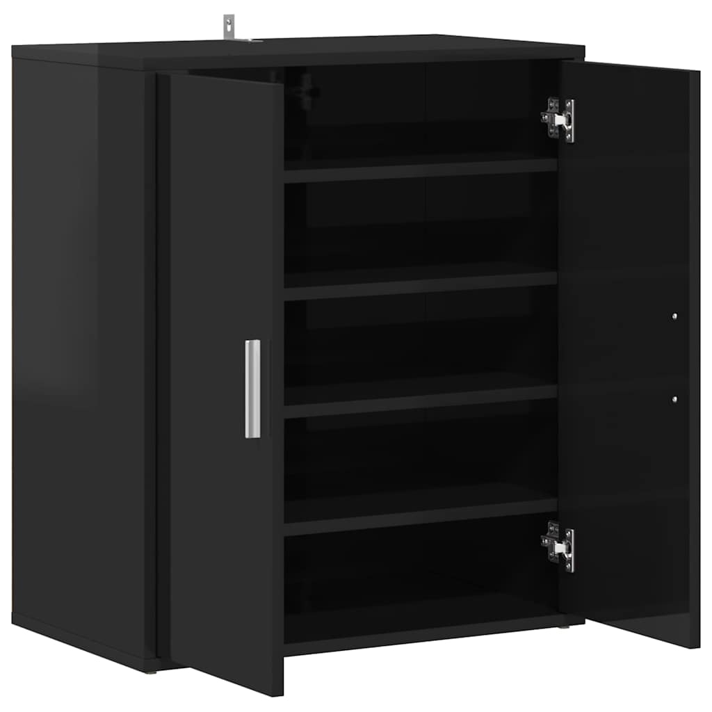Shoe Cabinet High Gloss Black 60x35x70 cm Engineered Wood