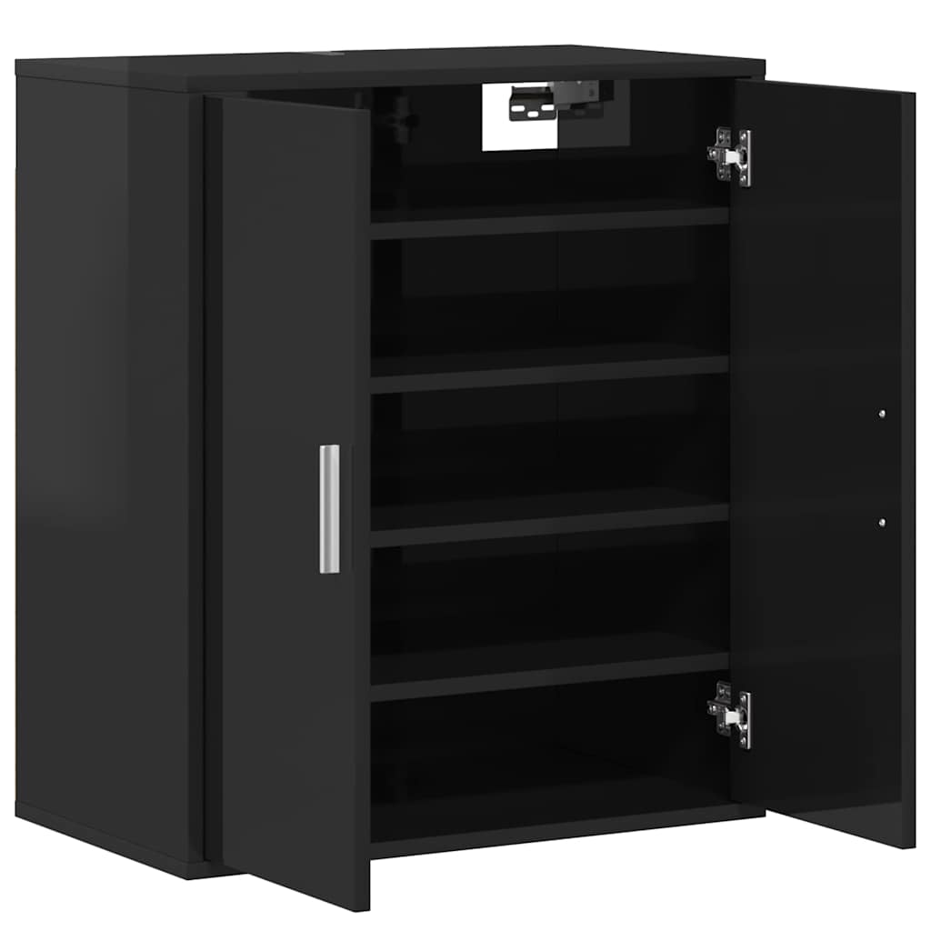 Shoe Cabinet High Gloss Black 60x35x70 cm Engineered Wood