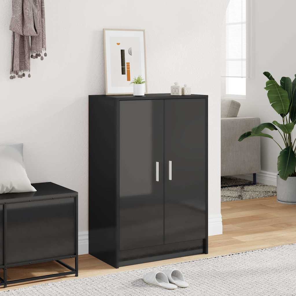 Shoe Cabinet High Gloss Black 60x35x92 cm Engineered Wood