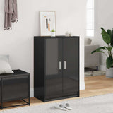 Shoe Cabinet High Gloss Black 60x35x92 cm Engineered Wood