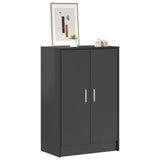 Shoe Cabinet High Gloss Grey 60x35x92 cm Engineered Wood - Side View