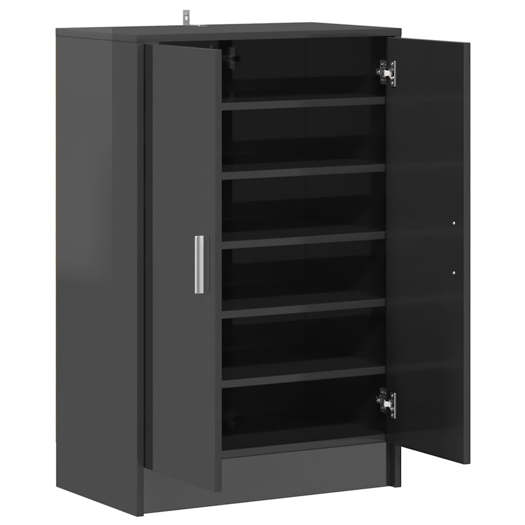 Shoe Cabinet High Gloss Grey 60x35x92 cm Engineered Wood