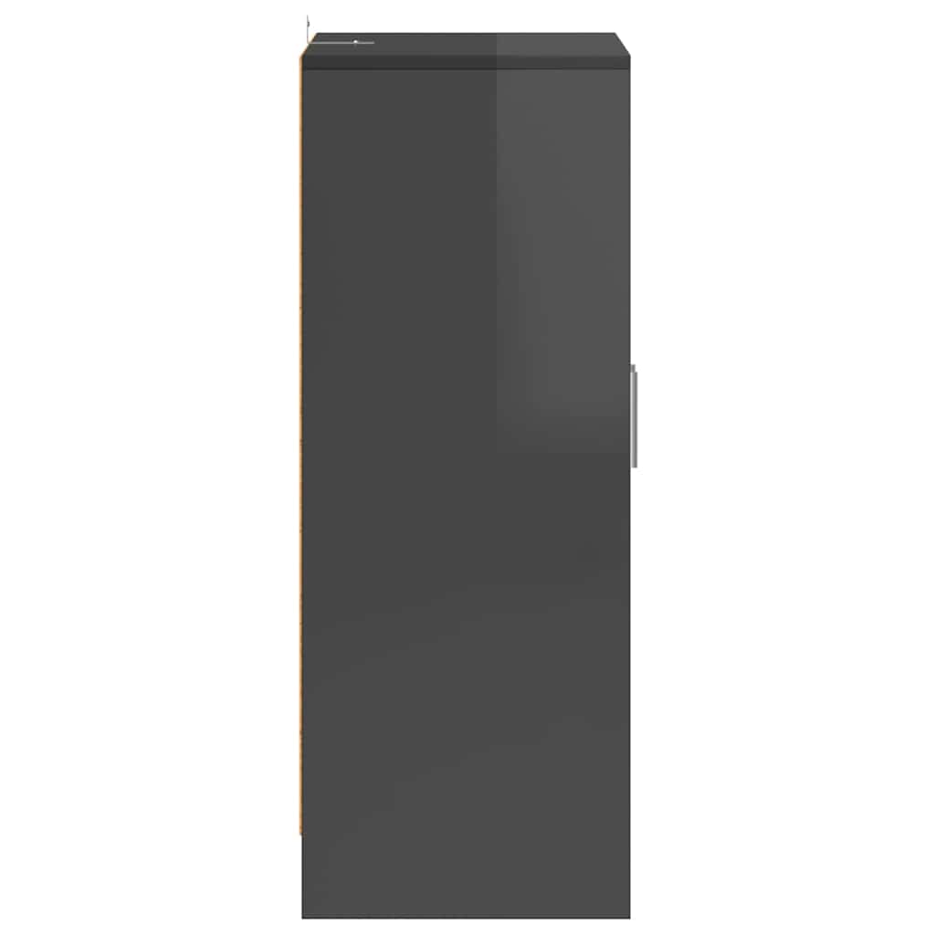 Shoe Cabinet High Gloss Grey 60x35x92 cm Engineered Wood