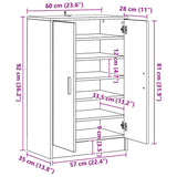 Shoe Cabinet High Gloss Grey 60x35x92 cm Engineered Wood - Extra Image