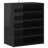 Shoe Cabinet High Gloss Black 60x35x70 cm Engineered Wood - Front View