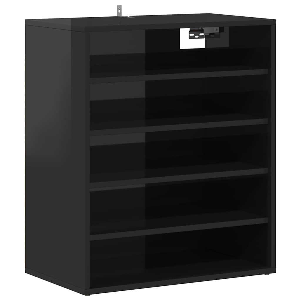 Shoe Cabinet High Gloss Black 60x35x70 cm Engineered Wood