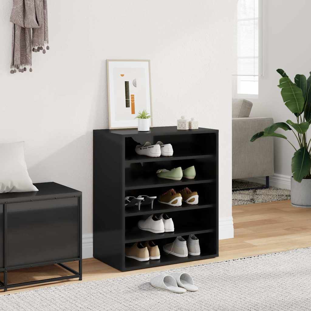 Shoe Cabinet High Gloss Black 60x35x70 cm Engineered Wood