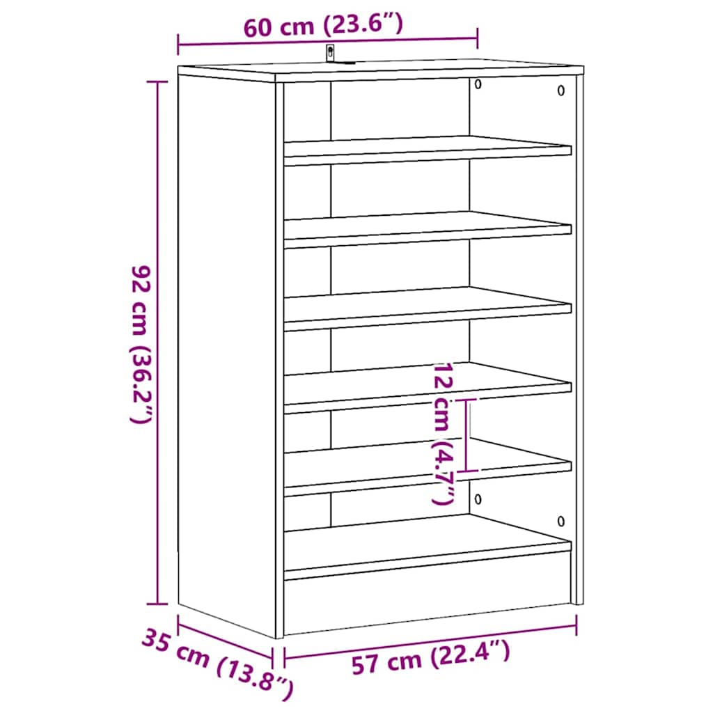 Shoe Cabinet Grey 60x35x92 cm Engineered Wood
