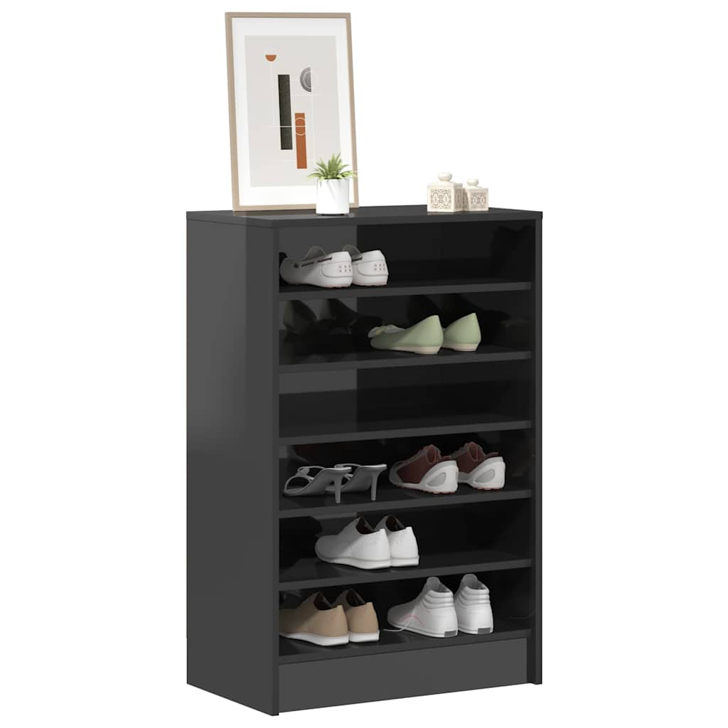 Shoe Cabinet High Gloss Grey 60x35x92 cm Engineered Wood
