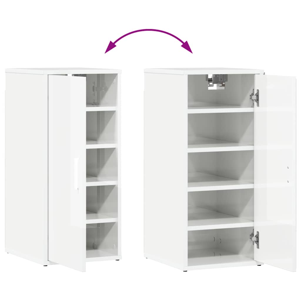 Shoe Cabinet High Gloss White 32x35x70 cm Engineered Wood