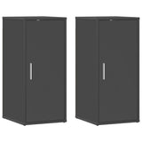 Shoe Cabinets 2 pcs High Gloss Grey 32x35x70 cm Engineered Wood - Front View