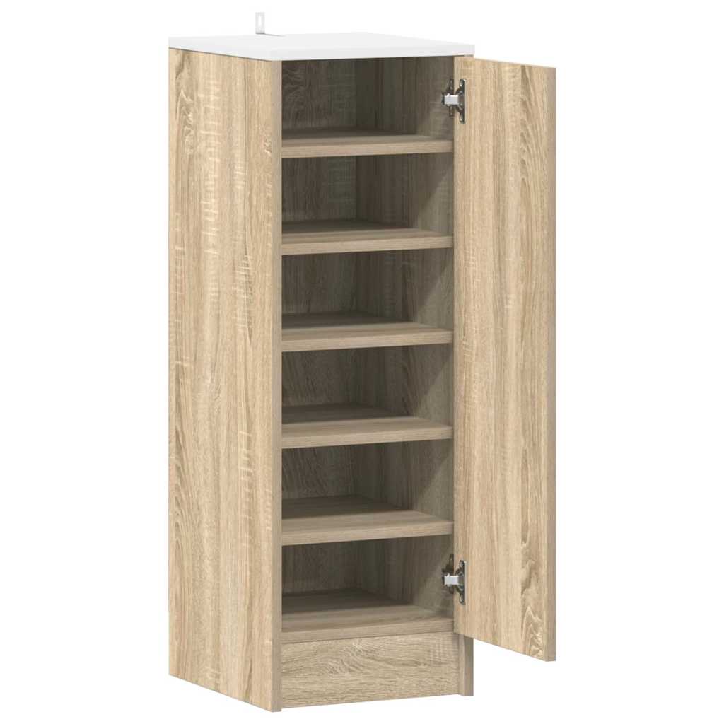 Shoe Cabinet White and Sonoma Oak 32x35x92 cm Engineered Wood