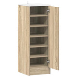 Shoe Cabinet White and Sonoma Oak 32x35x92 cm Engineered Wood - Top-Down View