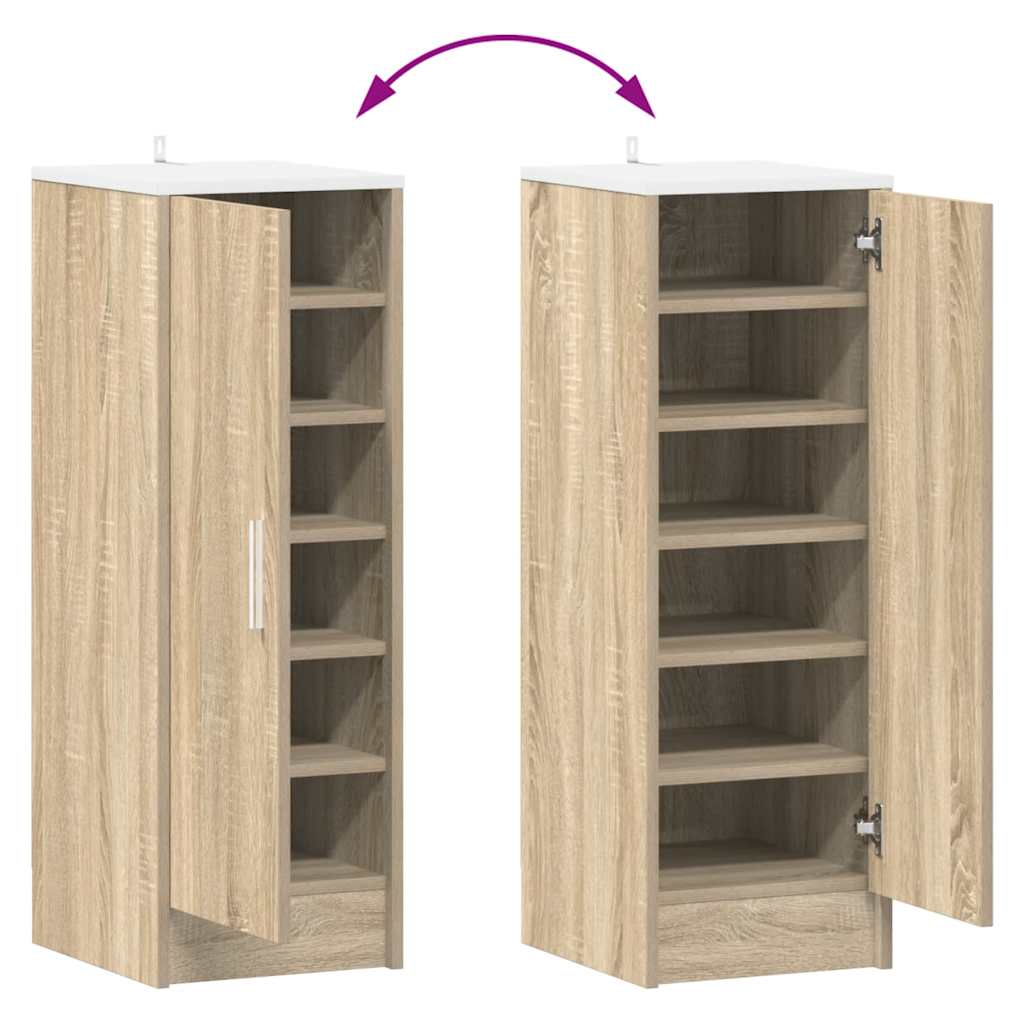 Shoe Cabinet White and Sonoma Oak 32x35x92 cm Engineered Wood