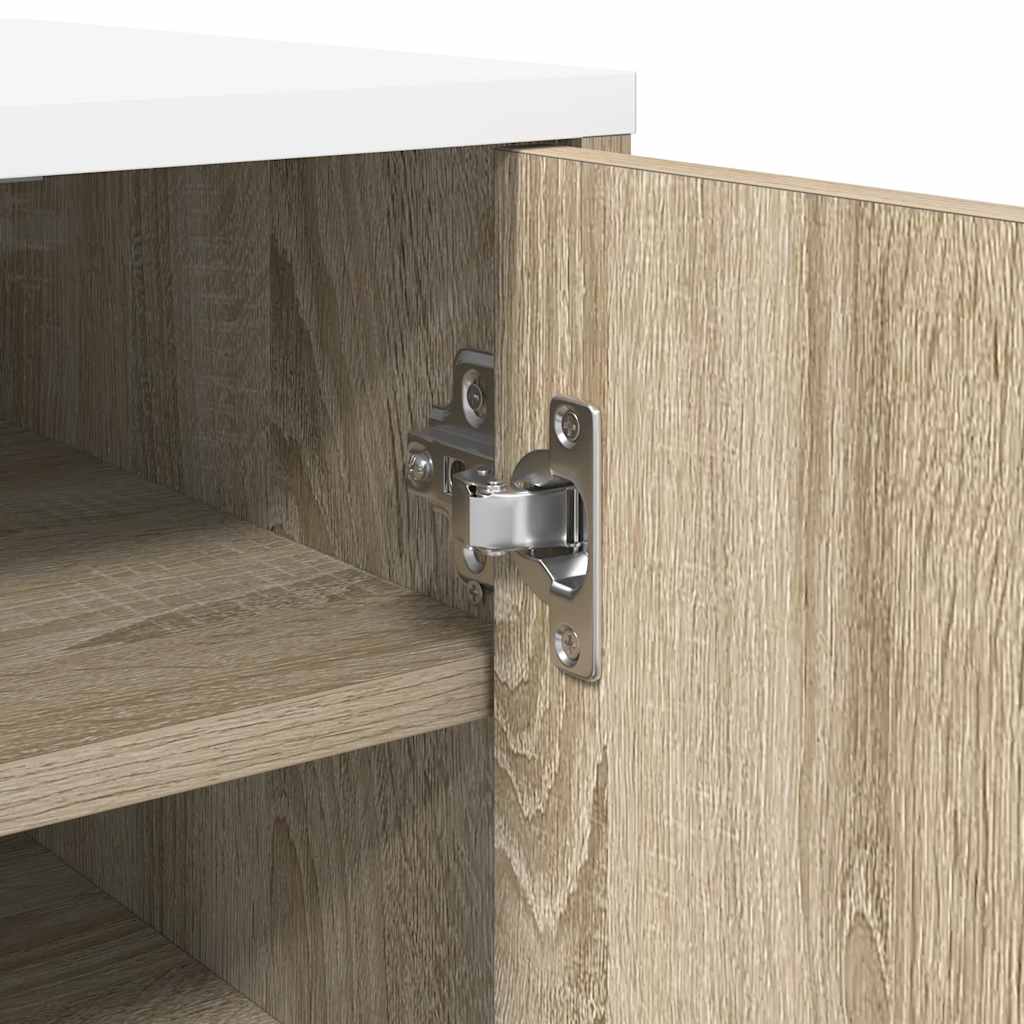 Shoe Cabinet White and Sonoma Oak 32x35x92 cm Engineered Wood