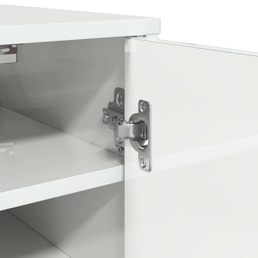 Shoe Cabinet High Gloss White 32x35x92 cm Engineered Wood