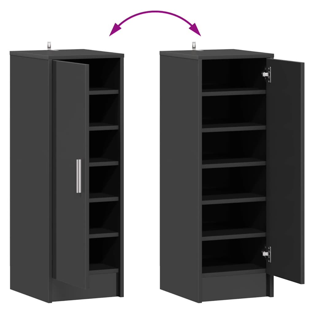 Shoe Cabinet High Gloss Grey 32x35x92 cm Engineered Wood