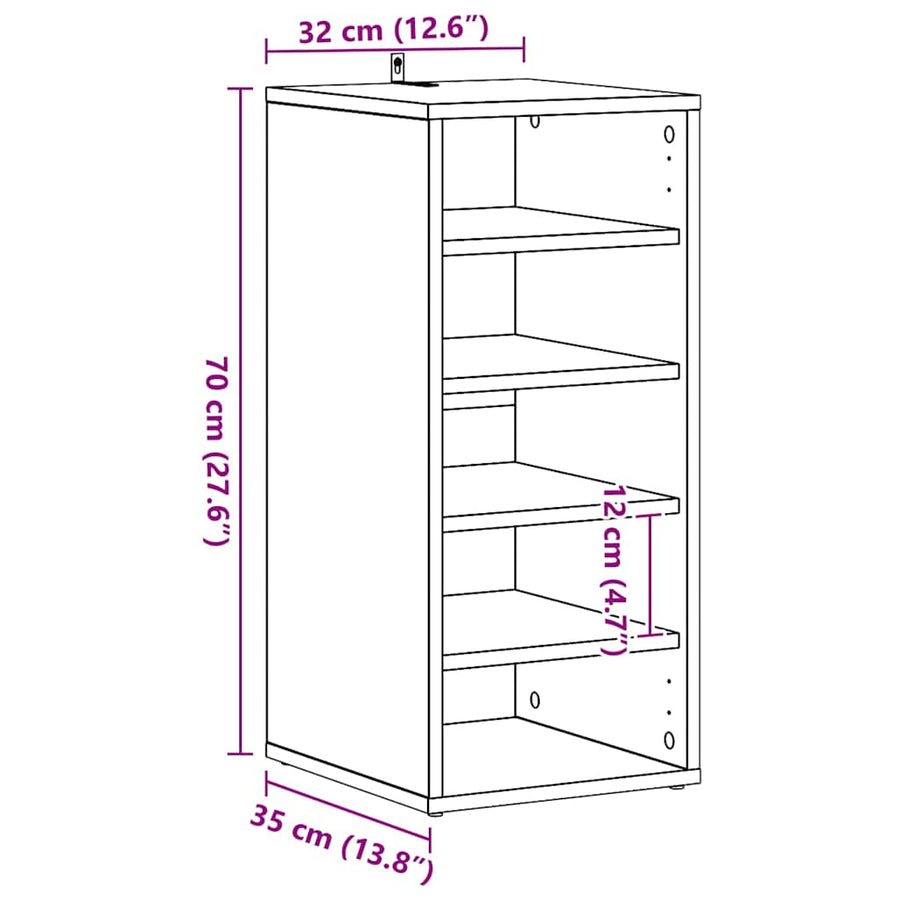 Shoe Cabinet White 31.5x35x70 cm Engineered Wood