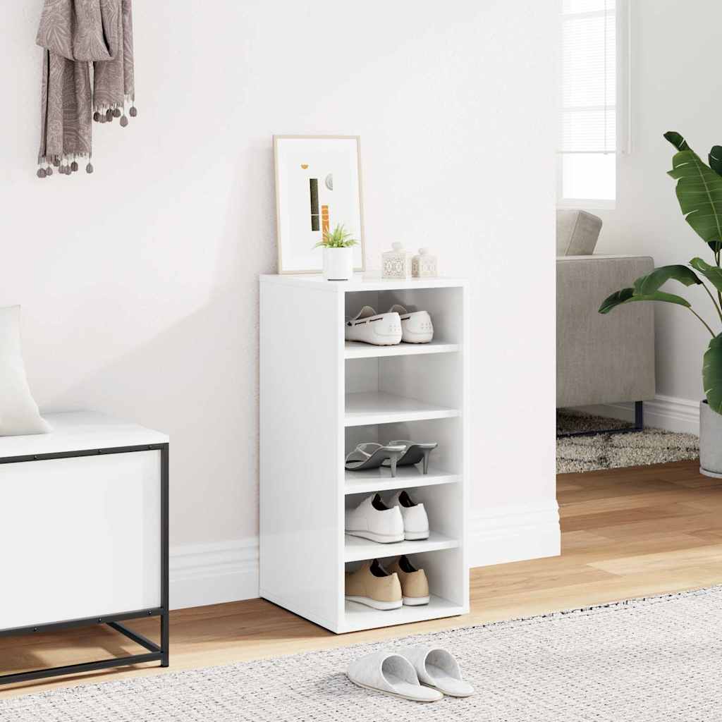 Shoe Cabinet High Gloss White 31.5x35x70 cm Engineered Wood