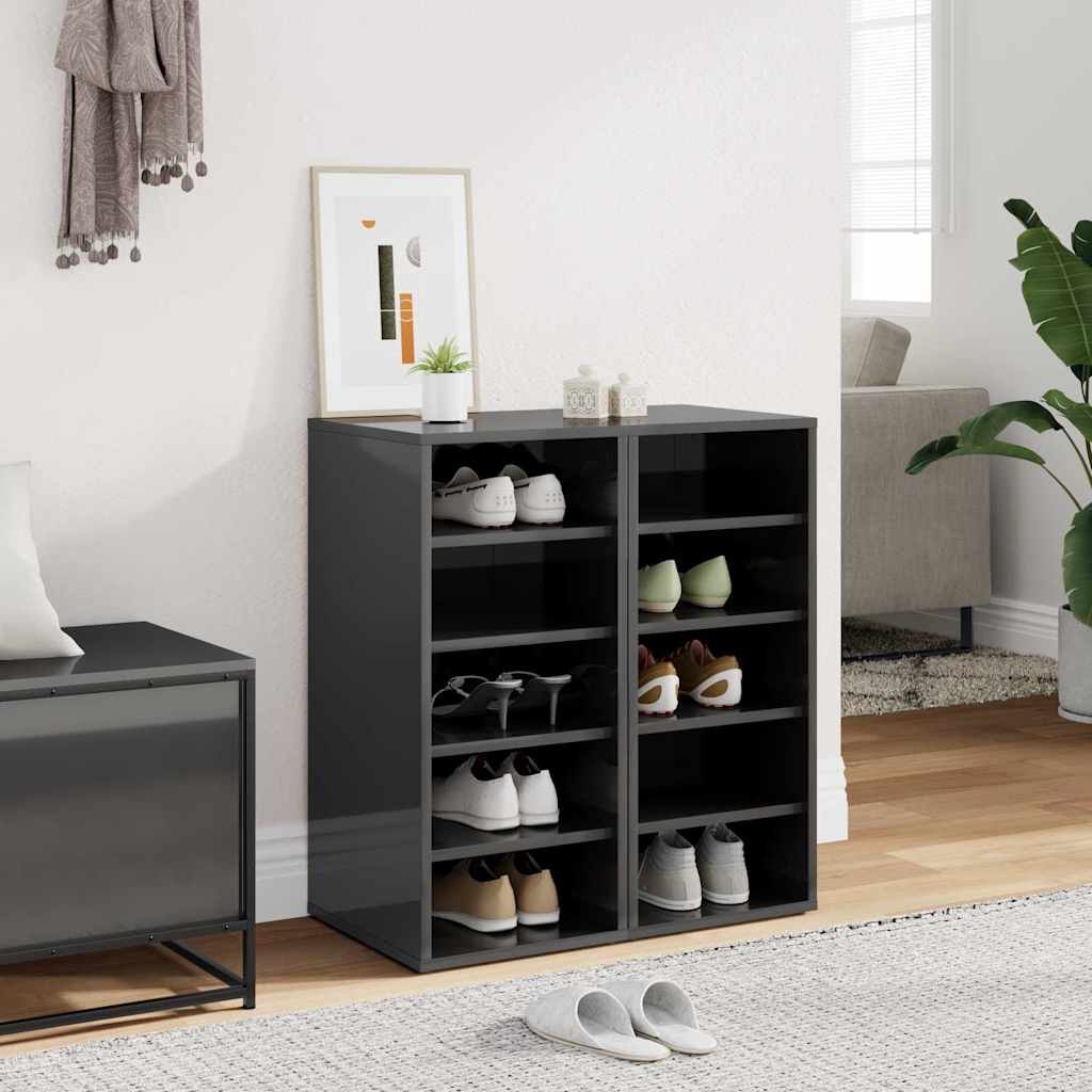 Shoe Cabinets 2 pcs High Gloss Grey 31.5x35x70 cm Engineered Wood