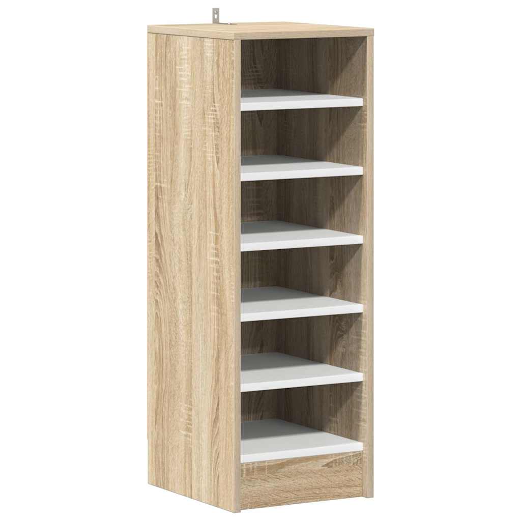 Shoe Cabinet White and Sonoma Oak 31.5x35x90 cm Engineered Wood