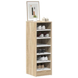 Shoe Cabinet White and Sonoma Oak 31.5x35x90 cm Engineered Wood - Side View
