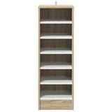 Shoe Cabinet White and Sonoma Oak 31.5x35x90 cm Engineered Wood