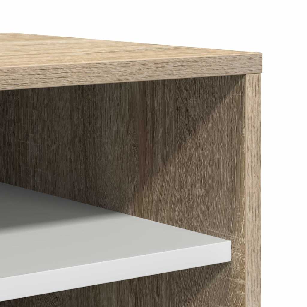 Shoe Cabinet White and Sonoma Oak 31.5x35x90 cm Engineered Wood