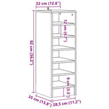 Shoe Cabinet White and Sonoma Oak 31.5x35x90 cm Engineered Wood