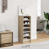 Shoe Cabinet White and Sonoma Oak 31.5x35x90 cm Engineered Wood