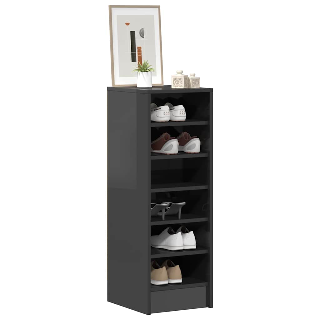 Shoe Cabinet High Gloss Grey 31.5x35x90 cm Engineered Wood