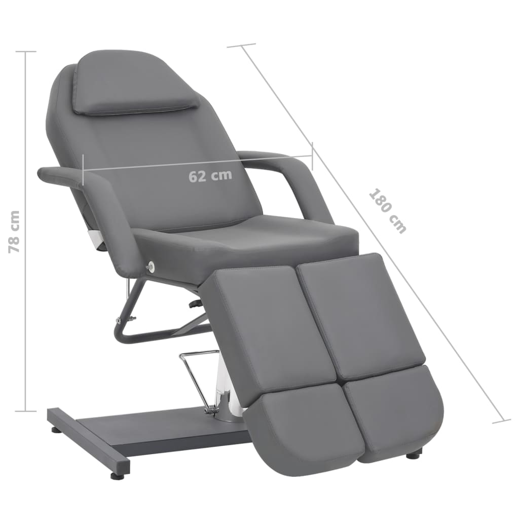 Beauty Treatment Chair Faux Leather Grey 180x62x78 cm