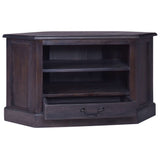 Corner TV Cabinet Light Black 80x40x49 cm Solid Wood Mahogany - Rear View