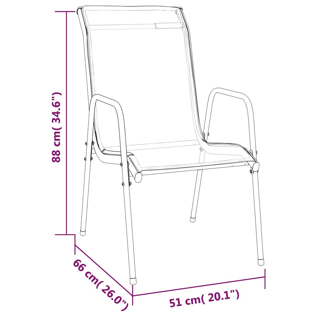 Garden Chairs 2 pcs Steel and Textilene Black