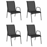 Garden Chairs 4 pcs Steel and Textilene Black - Front View