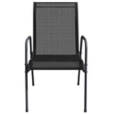 Garden Chairs 6 pcs Steel and Textilene Black - Top-Down View