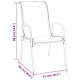 Garden Chairs 6 pcs Steel and Textilene Black - Rear View