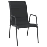 Garden Chairs 2 pcs Steel and Textilene Black - Side View