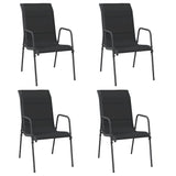 Garden Chairs 4 pcs Steel and Textilene Black - Front View