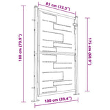 Garden Gate 100x175 cm Stainless Steel - Close-Up Angle