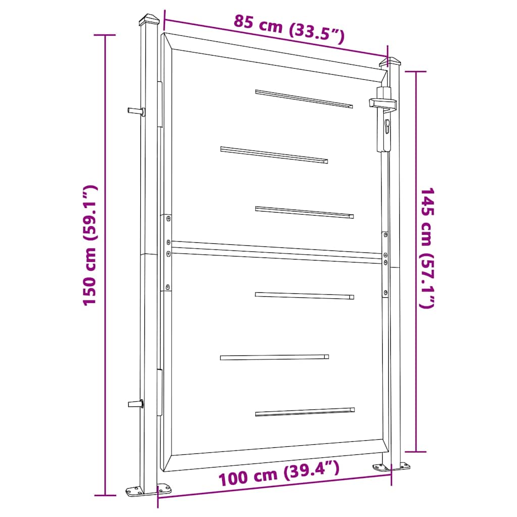 Garden Gate 100x145 cm Stainless Steel