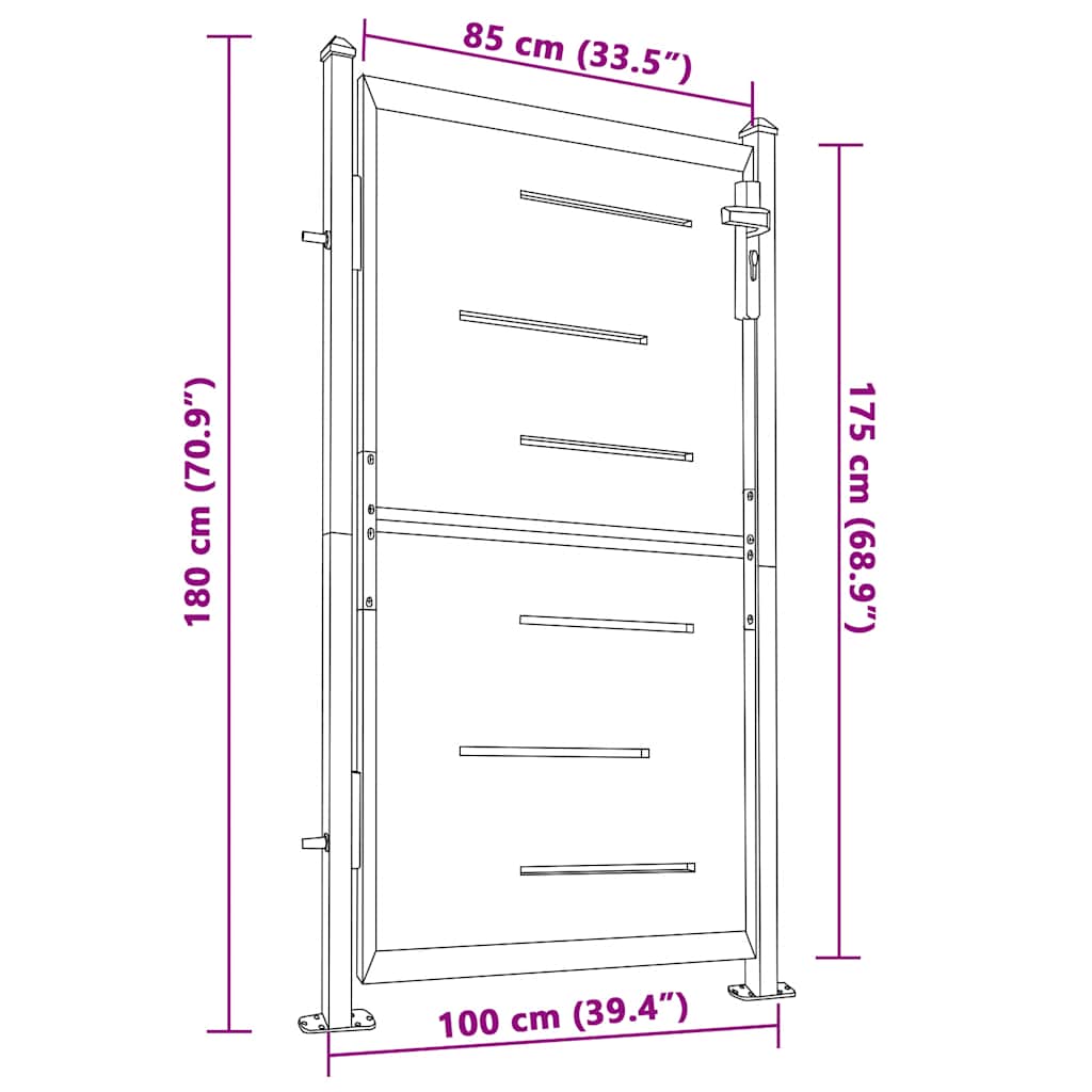 Garden Gate 100x175 cm Stainless Steel
