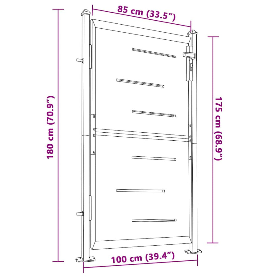 Garden Gate 100x175 cm Stainless Steel