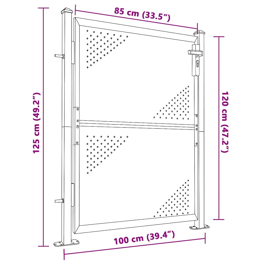 Garden Gate 100x120 cm Stainless Steel